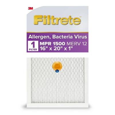 Filtrete 16x20x1 Smart Air Filter Allergen Bacteria And Virus 1500 MPR: MERV 12 Electrostatic Furnace Filter 1 Filtrete 16x20x1 Smart Air Filter Allergen Bacteria And Virus 1500 MPR: MERV 12 Electrostatic Furnace Filter