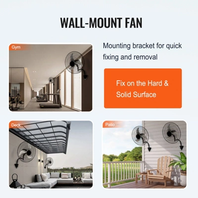 VEVOR Wall Mount Fan, 2 PCS 18 Inch Oscillating, 3-speed High Velocity Max. 4000 CFM Industrial Wall Fan For Indoor, Commercial, Residential 6 VEVOR Wall Mount Fan, 2 PCS 18 Inch Oscillating, 3-speed High Velocity Max. 4000 CFM Industrial Wall Fan For Indoor, Commercial, Residential - Image 6