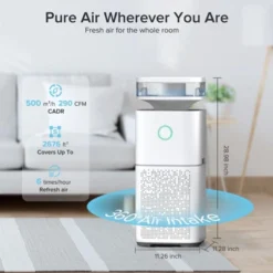 R.W.Flame 2-in-1 Air Purifier And Humidifier Combo(CARB), Air Cleaners For Home/Office/Large Rooms(2676 Sq.ft), 99.97% Removal For Dust/Smoke/Pet Hair