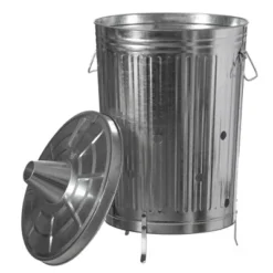 Gardenised Silver Outdoor Galvanized Metal Garden Incinerator Can, For Yard, Patio, And Backyard