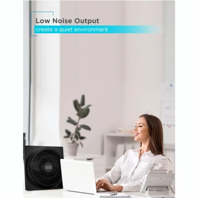 Black & Decker BLACK+DECKER 9-Inch Frameless Box Fan, Freestanding Desk Fan With 3-Speed Settings, Portable Fan For Home Office Or Garage, Black 5 Black & Decker BLACK+DECKER 9-Inch Frameless Box Fan, Freestanding Desk Fan With 3-Speed Settings, Portable Fan For Home Office Or Garage, Black - Image 5