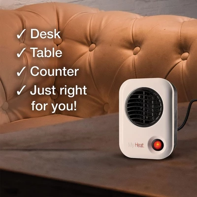 Lasko 101 MyHeat 200 Watt Small Energy Efficient Portable Electric Ceramic Space Heater W/Cool Touch Exterior For Office Desk & Home, White (3 Pack) 5 Lasko 101 MyHeat 200 Watt Small Energy Efficient Portable Electric Ceramic Space Heater W/Cool Touch Exterior For Office Desk & Home, White (3 Pack) - Image 5