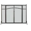 Panacea Black/Gray Matte Metal Fireplace Screen With Doors