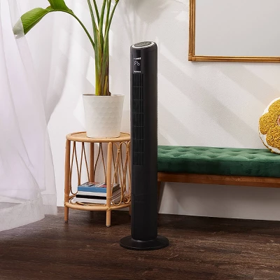 Holmes 42" Digital Oscillating 5 Speed Tower Fan With Clear Read Display And Remote Control Black 1 Holmes 42" Digital Oscillating 5 Speed Tower Fan With Clear Read Display And Remote Control Black