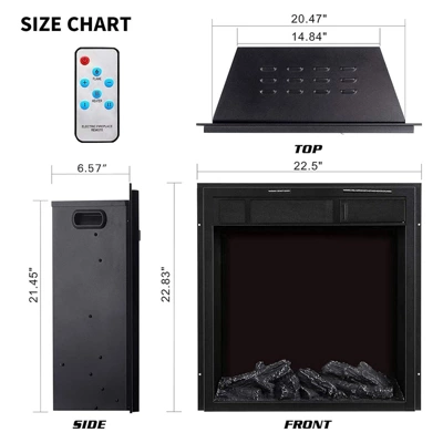 R.W.FLAME Electric 22'' Fireplace Wooden Surround Firebox Free Standing, Adjustable Led Flame, Remote Control 750-1500W 5 R.W.FLAME Electric 22'' Fireplace Wooden Surround Firebox Free Standing, Adjustable Led Flame, Remote Control 750-1500W - Image 5