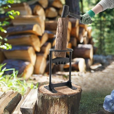 Tangkula Firewood Kindling Cracker Splitter Manual Steel Log Cutter Wedge Tool For Home 2 Tangkula Firewood Kindling Cracker Splitter Manual Steel Log Cutter Wedge Tool For Home - Image 2