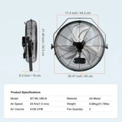 VEVOR Wall Mount Fan, 2 PCS 18 Inch Manual 360-Degree Tilt Adjustment, 3-speed High Velocity Max. 4000 CFM Industrial Wall Fan 13 VEVOR Wall Mount Fan, 2 PCS 18 Inch Manual 360-Degree Tilt Adjustment, 3-speed High Velocity Max. 4000 CFM Industrial Wall Fan -Lasko Sale Store GUEST 7fd762f1 25aa 4932 82e6 e01932f6304a