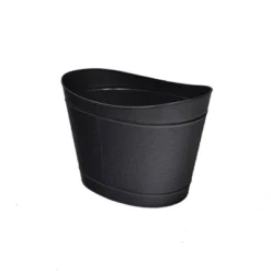 Achla Designs 23" Oval Wood Bin Fireplace Log Holder Black