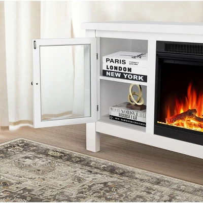 Kismile 57" Electric Fireplace TV Stand With Storage Cabinets, Electric Fireplace With Mantel With Remote Control Feature 750w/1500w Settings 2 Kismile 57" Electric Fireplace TV Stand With Storage Cabinets, Electric Fireplace With Mantel With Remote Control Feature 750w/1500w Settings - Image 2