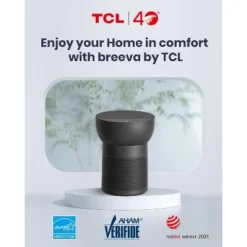 TCL Breeva A2 Air Purifier And Humidifier, Up To 882 Sq Ft, 4-Stage True HEPA (H13), Removes 99.97% Of Dust, Bacteria, Odors & More, A214B Black