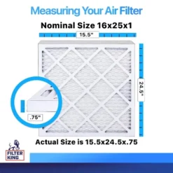 Filter King 16x25x1 Air Filter | 6-PACK | MERV 8 HVAC Pleated A/C Furnace Filters | MADE IN USA | Actual Size: 15.5 X 24.5 X .75"