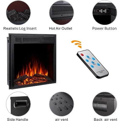 R.W.FLAME Electric 22'' Fireplace Wooden Surround Firebox Free Standing, Adjustable Led Flame, Remote Control 750-1500W 1 R.W.FLAME Electric 22'' Fireplace Wooden Surround Firebox Free Standing, Adjustable Led Flame, Remote Control 750-1500W