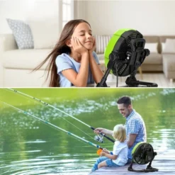 Greenworks POWERALL 24V 10" Cordless Hybrid Utility Fan Kit: Portable 5-Speed Adjustable Tilt Head, Battery & Charger