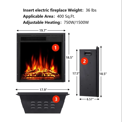 R.W.FLAME Electric 22'' Fireplace Wooden Surround Firebox Free Standing, Adjustable Led Flame, Remote Control 750-1500W 3 R.W.FLAME Electric 22'' Fireplace Wooden Surround Firebox Free Standing, Adjustable Led Flame, Remote Control 750-1500W - Image 3