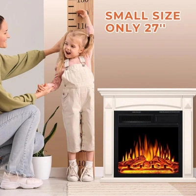 R.W.FLAME 27" Electric Fireplace Mantel Wood Surround Firebox Freestanding Infrared Quartz Heater Adjustable Led Flame, Remote Control 1 R.W.FLAME 27" Electric Fireplace Mantel Wood Surround Firebox Freestanding Infrared Quartz Heater Adjustable Led Flame, Remote Control