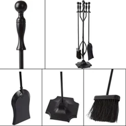 Vancasso 5 Piece Fireplace Tool Sets Black