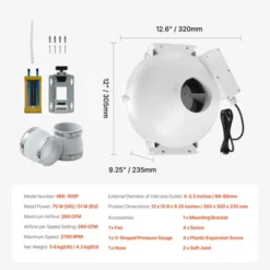 VEVOR 4 To 3.5 Inch Radon Fan Installation Kit, Quiet 260CFM Radon Mitigation Fan System Kit With 2 Couplers, Pressure Indicator, White -Lasko Sale Store GUEST 94c5bc8d fcc5 4a93 9a95 c65d9c361dad
