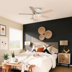 Parrot Uncle 48" Farmhouse White Wood Bread Flush Mount Ceiling Fan With Light And Remote -Lasko Sale Store GUEST 991887de d97f 4f7c abe5 5e76ebe5ff16