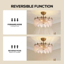 Ludomide 20" Mid Century Gold Crystal Chandelier Ceiling Fan With Light And Remote Control, Caged Chandelier Fandelier For Bedroom -Lasko Sale Store GUEST 9afc268d d0c9 4b61 85cb 35453aa303bc