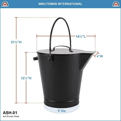 ACHLA Designs 13" Versatile Round Steel Ash Bucket & Cover Black 5 ACHLA Designs 13" Versatile Round Steel Ash Bucket & Cover Black - Image 5
