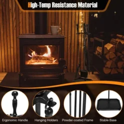 Tangkula 5 Piece Fireplace Tool Set Wrought Iron Indoor Fireplace Set And Holder Black 10 Tangkula 5 Piece Fireplace Tool Set Wrought Iron Indoor Fireplace Set And Holder Black -Lasko Sale Store GUEST a57b3f4f 1a7b 465b 8728 0d9f245d32f9