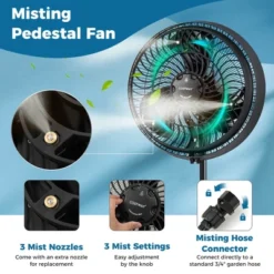 Costway 16" Oscillating Fan Misting Pedestal Fan With Hose Connector 3 Micro-Mist Levels Black 14 Costway 16" Oscillating Fan Misting Pedestal Fan With Hose Connector 3 Micro-Mist Levels Black -Lasko Sale Store GUEST a7a438a6 11a7 4f86 ada5 2e744709b10b