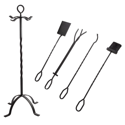 Hastings Home Fireplace Tool Set And Stand, Black 1 Hastings Home Fireplace Tool Set And Stand, Black