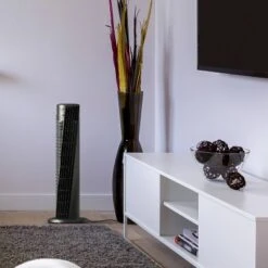 Vornado OSC54 Oscillating Tower Fan: Portable, Quiet, 4 Speeds, Remote Control, Electric, Black, ETL Listed, 1000-1200 Sq. Ft.