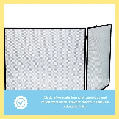 Achla Designs 88" Large Three Fold Steel Child Fireplace Guard Black 1 Achla Designs 88" Large Three Fold Steel Child Fireplace Guard Black