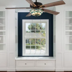 52" Suki 5 Blade Remote Controlled Lighted Ceiling Fan - River Of Goods: Tiffany Style With LED Lights