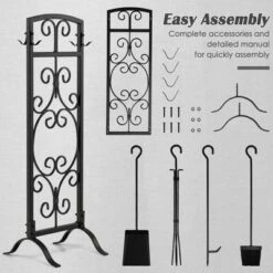 Tangkula 5 Piece Fireplace Tools Wrought Iron Firewood Toolset With Decoration Holder Black -Lasko Sale Store GUEST b3441d2b c6bb 4934 ace6 c623208d1eae
