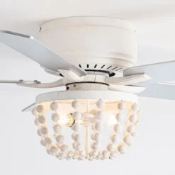 Parrot Uncle 48" Farmhouse White Wood Bread Flush Mount Ceiling Fan With Light And Remote -Lasko Sale Store GUEST b5678c05 e81e 4a89 ab10 231a7e09ebd9