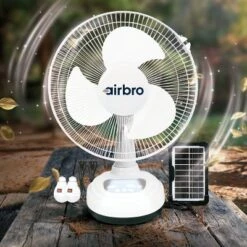 Airbro™ FSA-12 12-In. Rechargeable AC/DC Fan With Solar Charging In White -Lasko Sale Store GUEST b666579d de31 4e6a 9e54 47b5081eee81