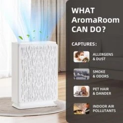 AromaRoom True HEPA H14 Air Purifier With Air Quality Sensor, Filters Up To 99.99% Of Pet Dander, Pollen, Allergens, Dust, Odors, For Large Room