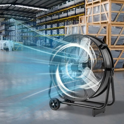 Tangkula 24 Inch Industrial Drum Fan W/ 360 Degree Adjustable Tilt & 2 Wheels For Warehouse 1 Tangkula 24 Inch Industrial Drum Fan W/ 360 Degree Adjustable Tilt & 2 Wheels For Warehouse