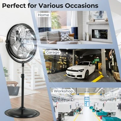Tangkula 20" High Velocity Pedestal Fan W/3 Speeds 360 Degree Tilt & Adjustable Height 9 Tangkula 20" High Velocity Pedestal Fan W/3 Speeds 360 Degree Tilt & Adjustable Height - Image 9
