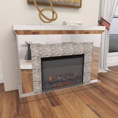 Glam Wood Electric Fireplace Clear - Olivia & May: Luxury Indoor Heater, No Assembly Required 15 Glam Wood Electric Fireplace Clear - Olivia & May: Luxury Indoor Heater, No Assembly Required - Image 15