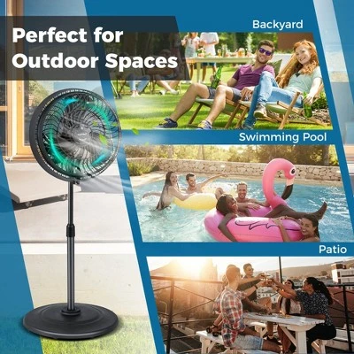 Costway 16" Oscillating Fan Misting Pedestal Fan With Hose Connector 3 Micro-Mist Levels Black 8 Costway 16" Oscillating Fan Misting Pedestal Fan With Hose Connector 3 Micro-Mist Levels Black - Image 8