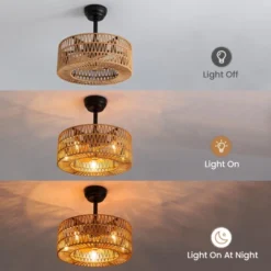 Ludomide Boho Caged Ceiling Fan, 18" Woven Rattan Ceiling Fan With Lights, Farmhouse Low Profile Fandelier For Bedroom Kitchen Living Room 10 Ludomide Boho Caged Ceiling Fan, 18" Woven Rattan Ceiling Fan With Lights, Farmhouse Low Profile Fandelier For Bedroom Kitchen Living Room -Lasko Sale Store GUEST bb0c7632 e364 47b4 b951 38f2e5303a42