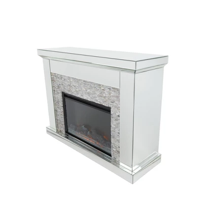 Glam Wood Electric Fireplace Clear - Olivia & May: Luxury Indoor Heater, No Assembly Required 2 Glam Wood Electric Fireplace Clear - Olivia & May: Luxury Indoor Heater, No Assembly Required - Image 2