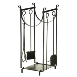 OUTSUNNY HOMCOM 30.25" 2-Tier Firewood Rack, Indoor Outdoor Wood Holder With Tools For Fireplace, Wood Stove, Fire Pit, Poker, Tongs, Broom, Shovel, Black -Lasko Sale Store GUEST bd53664a 554f 4796 9966 39df0ddfa32f