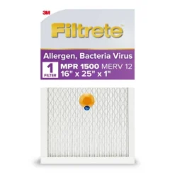 Filtrete 16x25x1 Smart Air Filter Allergen Bacteria And Virus 1500 MPR: MERV 12 Electrostatic Furnace Filter