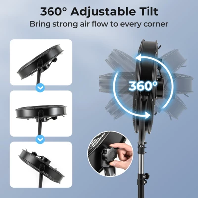 Tangkula 20" High Velocity Pedestal Fan W/3 Speeds 360 Degree Tilt & Adjustable Height 6 Tangkula 20" High Velocity Pedestal Fan W/3 Speeds 360 Degree Tilt & Adjustable Height - Image 6