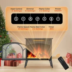 Kismile Electric Fireplace, Realistic Flame Effects Fireplace Heater Stove, Adjustable Brightness And Heating Mode, Overheating Safe Design (Black) -Lasko Sale Store GUEST c701cebe 86b1 4c40 9816 994621903620
