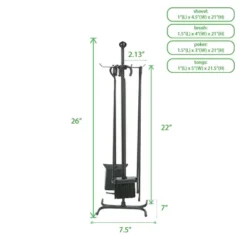 Mind Reader Fireplace Tool Set, 4 Piece, Black -Lasko Sale Store GUEST ca3e8af0 b139 406b 940a 5a0644ded169