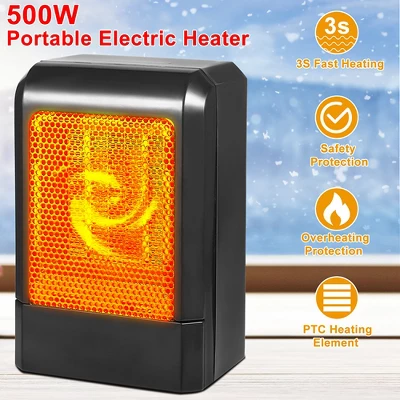 IMountek "500W Portable Electric Heater - PTC Ceramic Heating Fan For Fast Warmth In Home & Office Spaces"Black 3 IMountek "500W Portable Electric Heater - PTC Ceramic Heating Fan For Fast Warmth In Home & Office Spaces"Black - Image 3