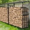 Artloge 6FT Outdoor Metal Firewood Rack Log Store Stack Holder Storage Wood Stand With Waterproof Roof For Garden Storage Shed