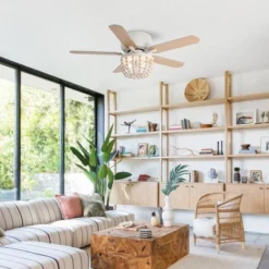 Parrot Uncle 48" Farmhouse White Wood Bread Flush Mount Ceiling Fan With Light And Remote -Lasko Sale Store GUEST ce46eaae 1e6e 4c0c af31 b0a703491a2a