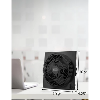 Black & Decker BLACK+DECKER 9-Inch Frameless Box Fan, Freestanding Desk Fan With 3-Speed Settings, Portable Fan For Home Office Or Garage, Black 6 Black & Decker BLACK+DECKER 9-Inch Frameless Box Fan, Freestanding Desk Fan With 3-Speed Settings, Portable Fan For Home Office Or Garage, Black - Image 6