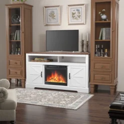 Kismile 60" Electric Fireplace TV Stand With Storage Cabinets, Electric Fireplace With Mantel With Remote Control Feature 750w/1500w Settings -Lasko Sale Store GUEST d5622cb9 0fb1 4b6e 8332 9d5ec2a9d256